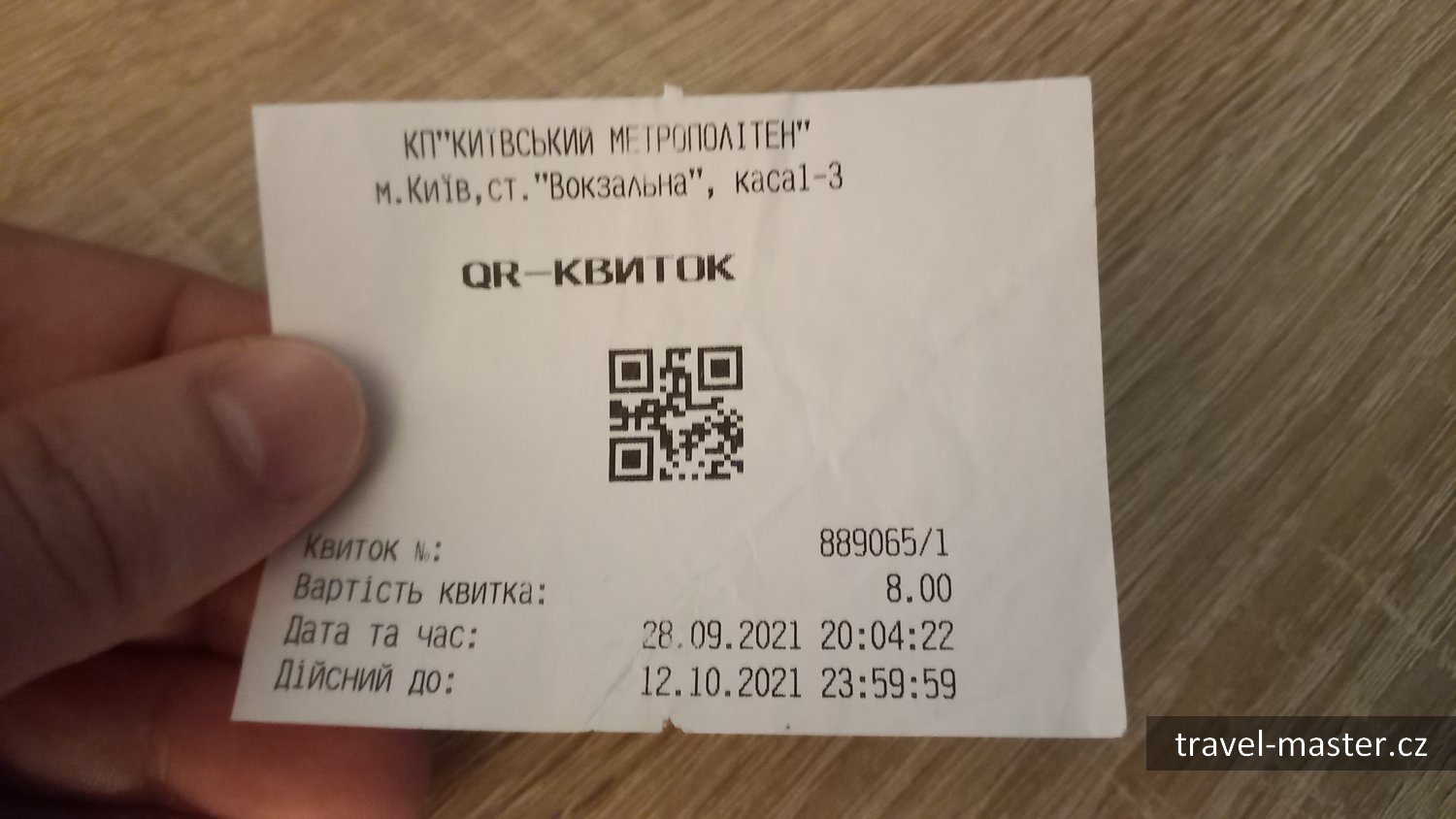 Kyjev metro jízdenka QR kód